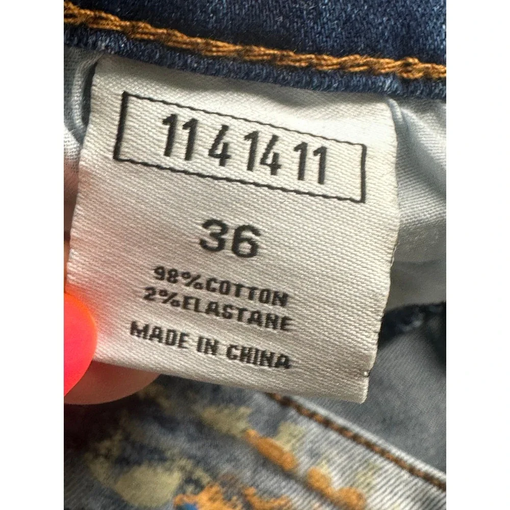 KDNK Men'KDNK Jean Mens 33x31 Distressed Ripped Paint Splatter Denim Design Blue